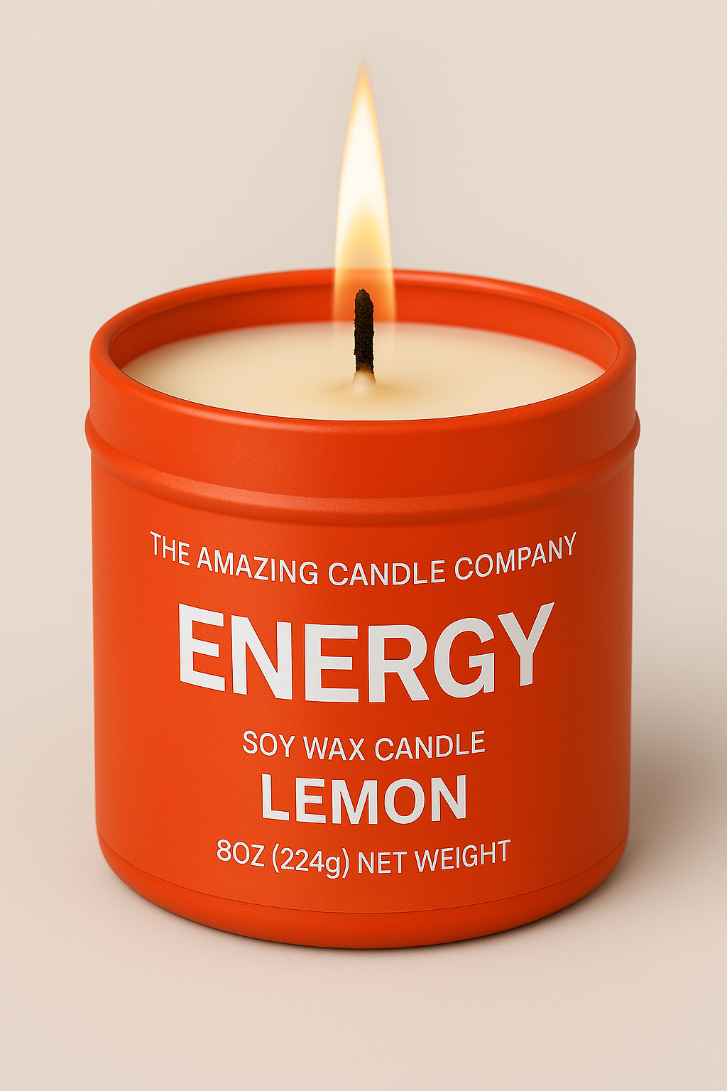The Amazing Candle Company ENERGY KED Lemon Soy Wax Candle - 8oz Natural Citrus Scent