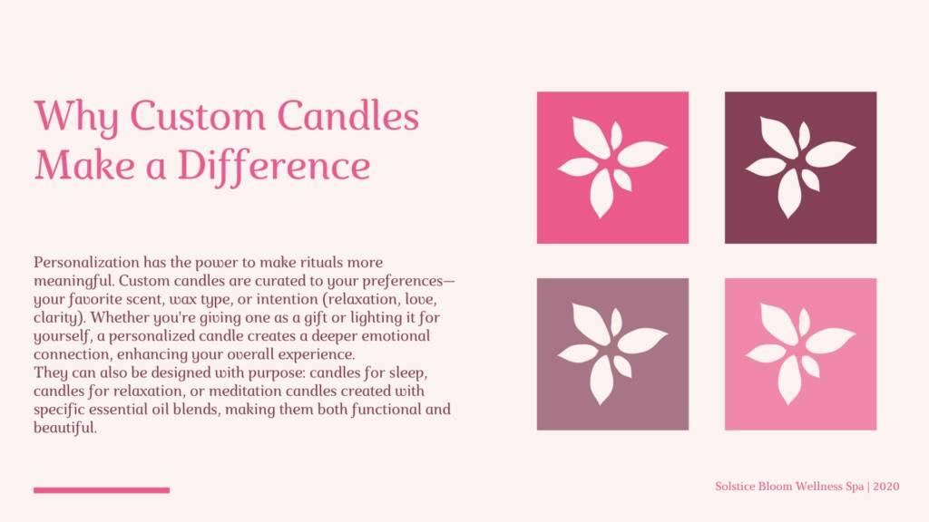 Custom candles offer more than just fragrance—they bring a personal touch that transforms the atmosphere of any space. Whether crafted with your favorite essential oils, hand-poured in unique jars, or designed to match your mood or decor, these candles are tailored to your individual preferences. 